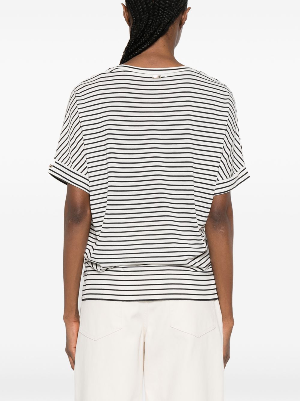 HERNO Striped Cotton Crewneck T-Shirt White
