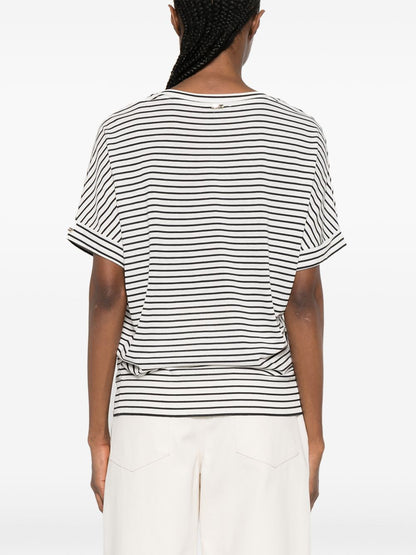 HERNO Striped Cotton Crewneck T-Shirt White