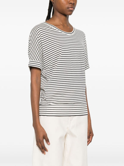HERNO Striped Cotton Crewneck T-Shirt White