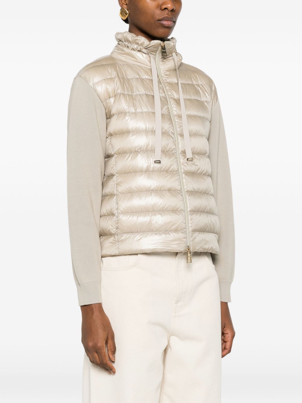 HERNO Quilted High-Neck Zip Jacket Powder powder