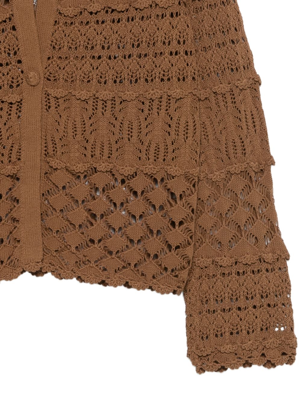 Semicouture Crochet Knit Cotton Cardigan Beige