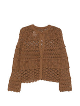 Semicouture Crochet Knit Cotton Cardigan Beige