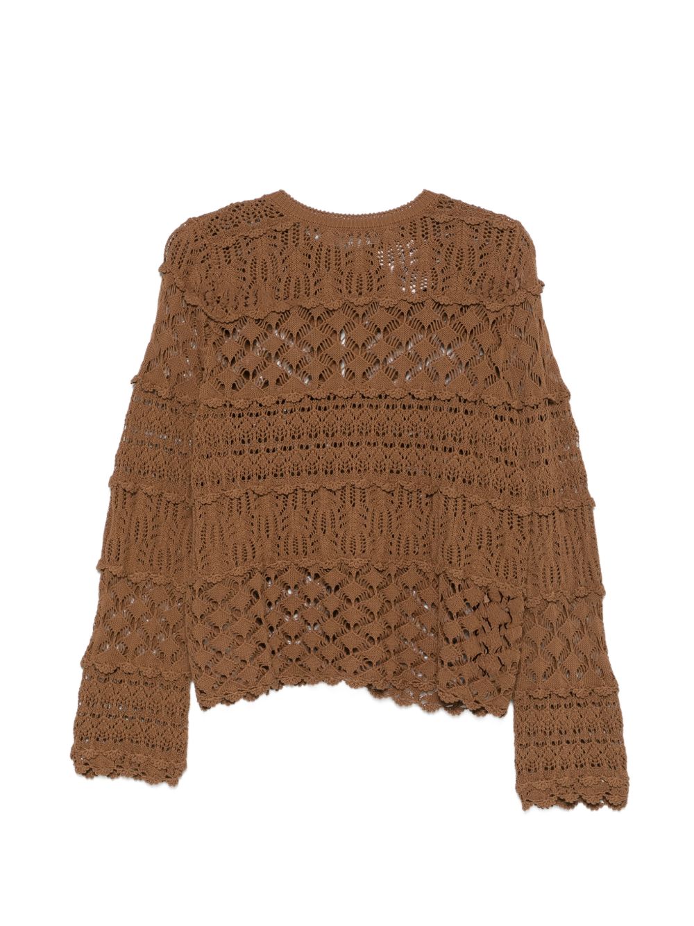 Semicouture Crochet Knit Cotton Cardigan Beige