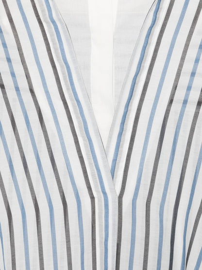 Semicouture Striped Cotton Asymmetric Shirt Blue