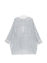 Semicouture Striped Cotton Asymmetric Shirt Blue