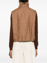 HERNO Sleeveless Zip Funnel Vest Leather Brown