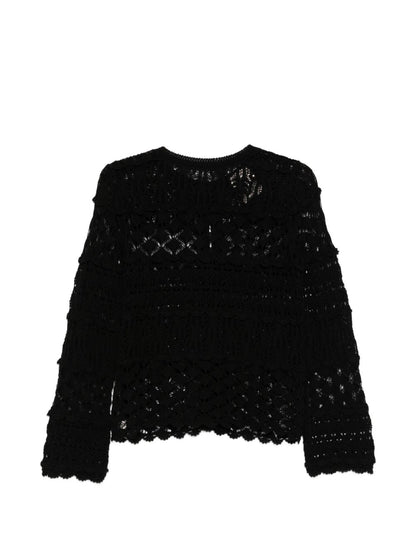 Semicouture Crochet Cotton Cardigan Black