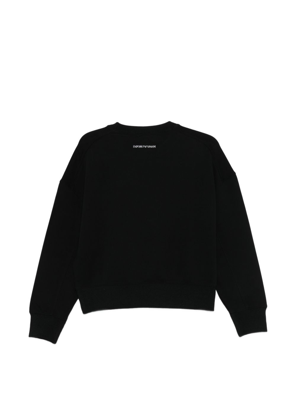 Emporio Armani Embroidered Cotton Crewneck Sweatshirt Black