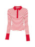 Semicouture Striped Ribbed Cotton Polo Red