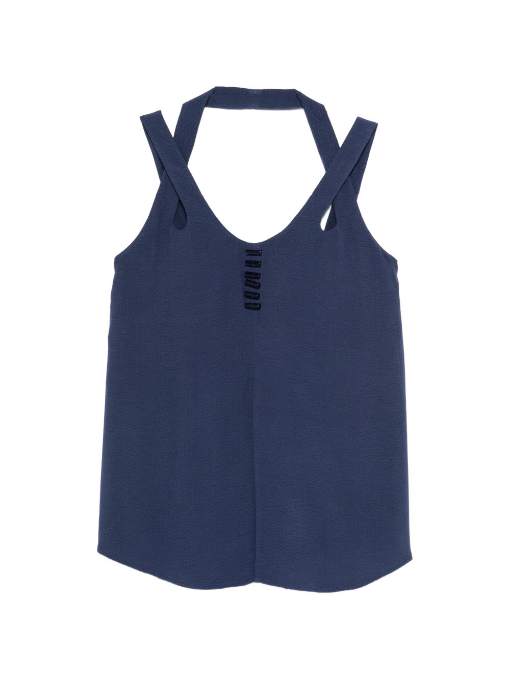 Emporio Armani V-Neck Button Sleeveless Top Blue