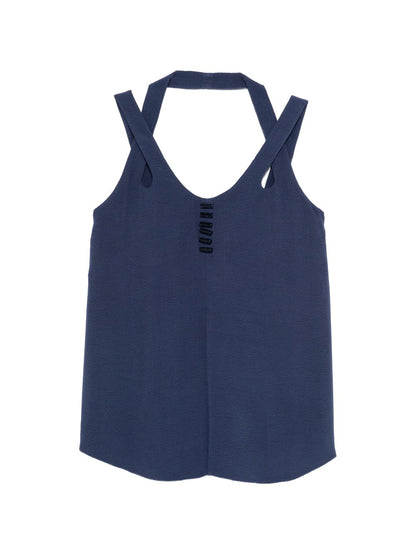 Emporio Armani V-Neck Button Sleeveless Top Blue