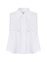 Elisabetta Franchi Sleeveless Pleated Shirt White White
