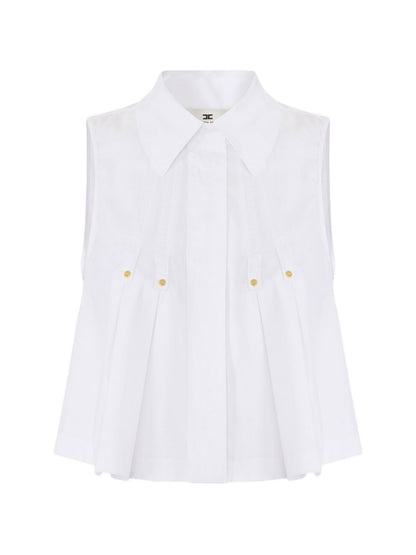 Elisabetta Franchi Sleeveless Pleated Shirt White White
