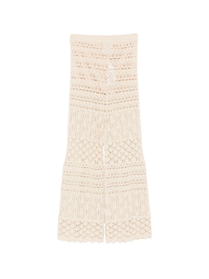 Semicouture Wide Leg Crochet Trousers White