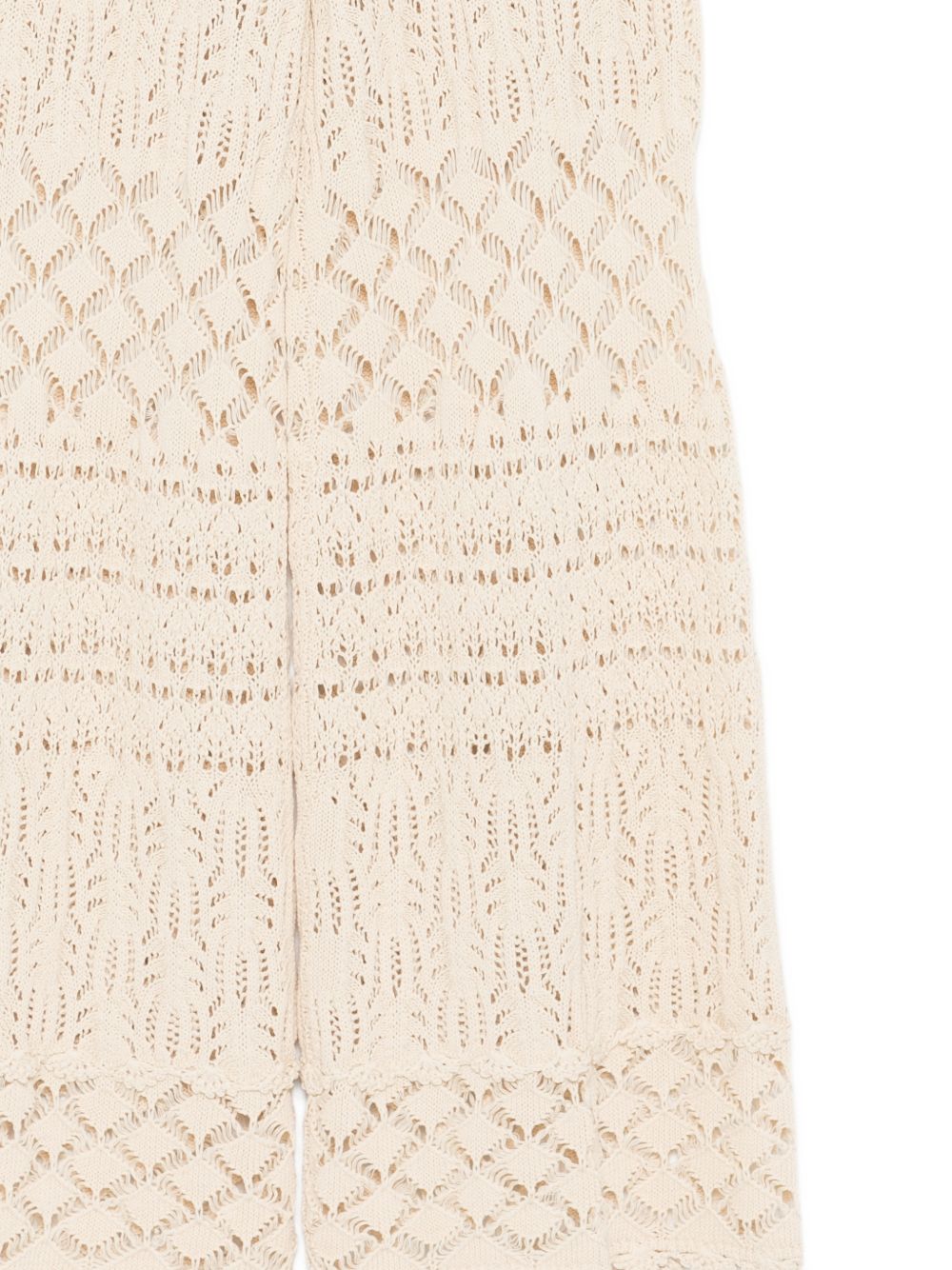 Semicouture Wide Leg Crochet Trousers White