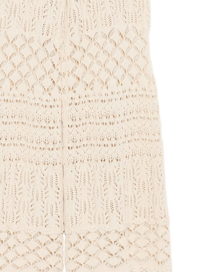 Semicouture Wide Leg Crochet Trousers White