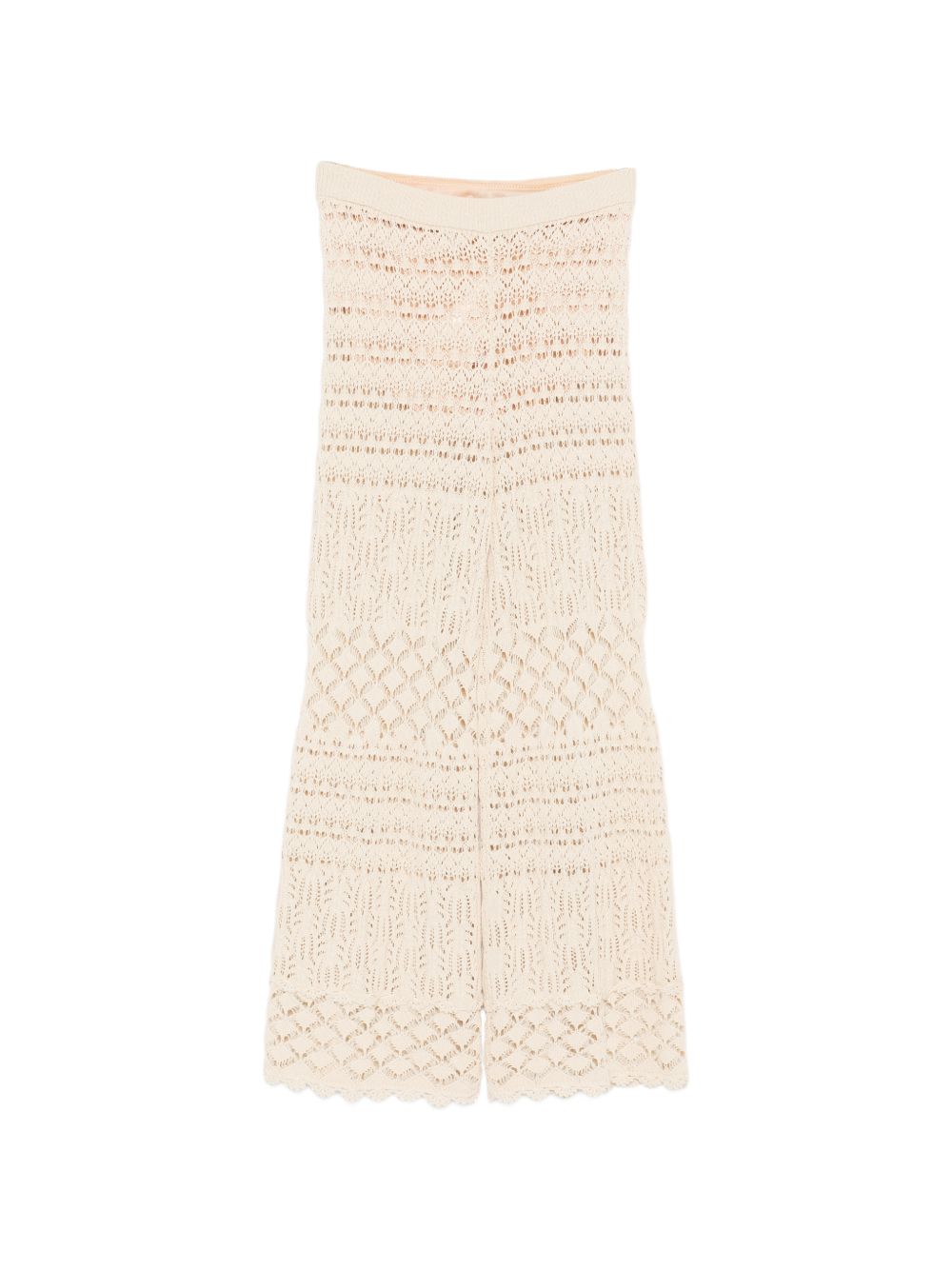 Semicouture Wide Leg Crochet Trousers White