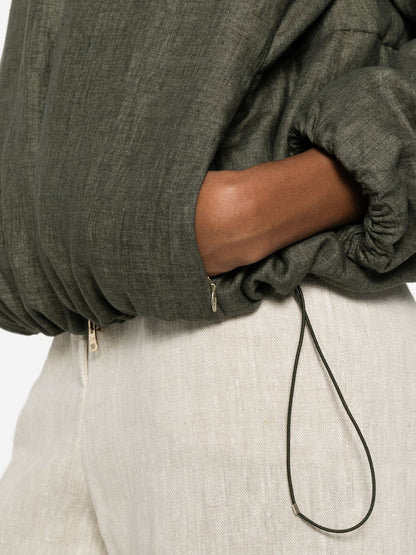 Herno Technical Linen Short Coat Green