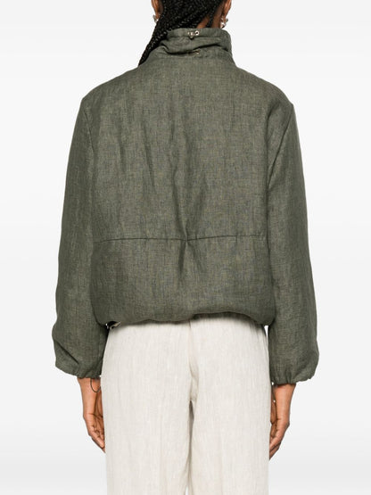 Herno Technical Linen Short Coat Green
