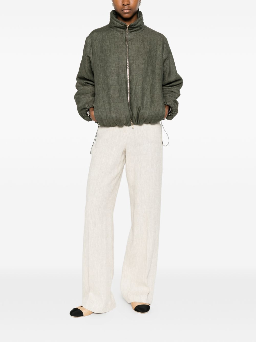 Herno Technical Linen Short Coat Green