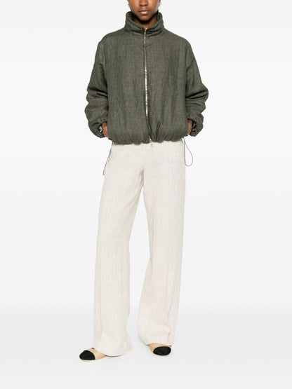 Herno Technical Linen Short Coat Green