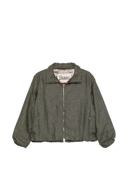 Herno Technical Linen Short Coat Green