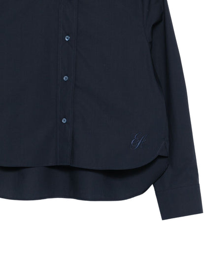 Emporio Armani Embroidered Cotton Button Shirt Blue