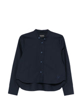 Emporio Armani Embroidered Cotton Button Shirt Blue