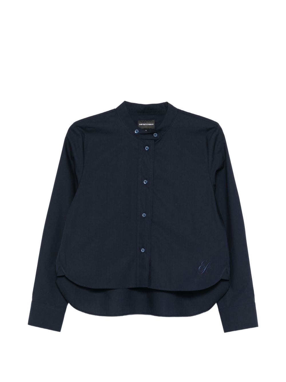Emporio Armani Embroidered Cotton Button Shirt Blue