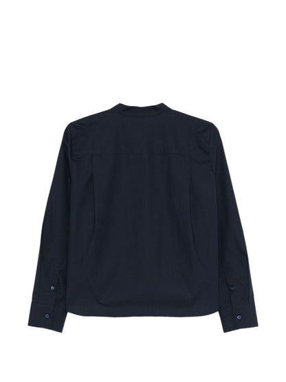 Emporio Armani Embroidered Cotton Button Shirt Blue