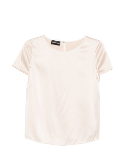 Emporio Armani Silk Short Sleeve Top Powder