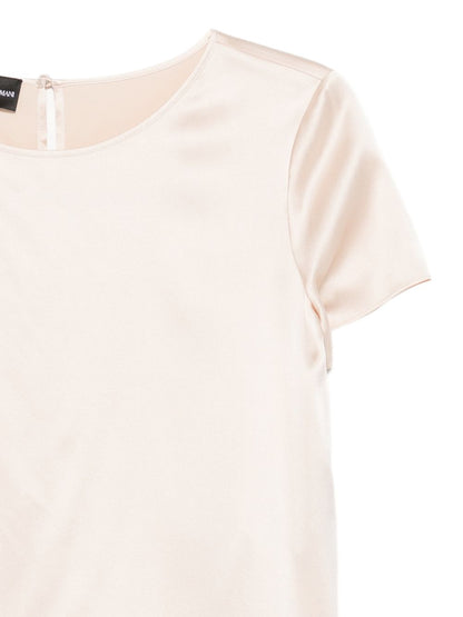Emporio Armani Silk Short Sleeve Top Powder