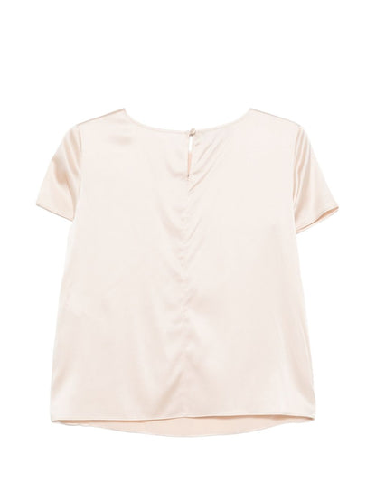Emporio Armani Silk Short Sleeve Top Powder