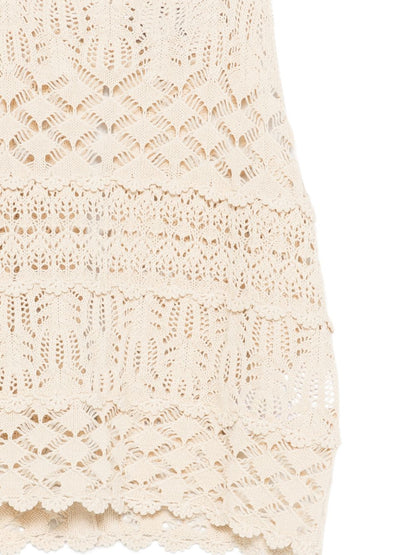 Semicouture Openwork Knit Cotton Top White