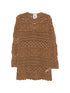 Semicouture Openwork Mini Cotton Dress Beige