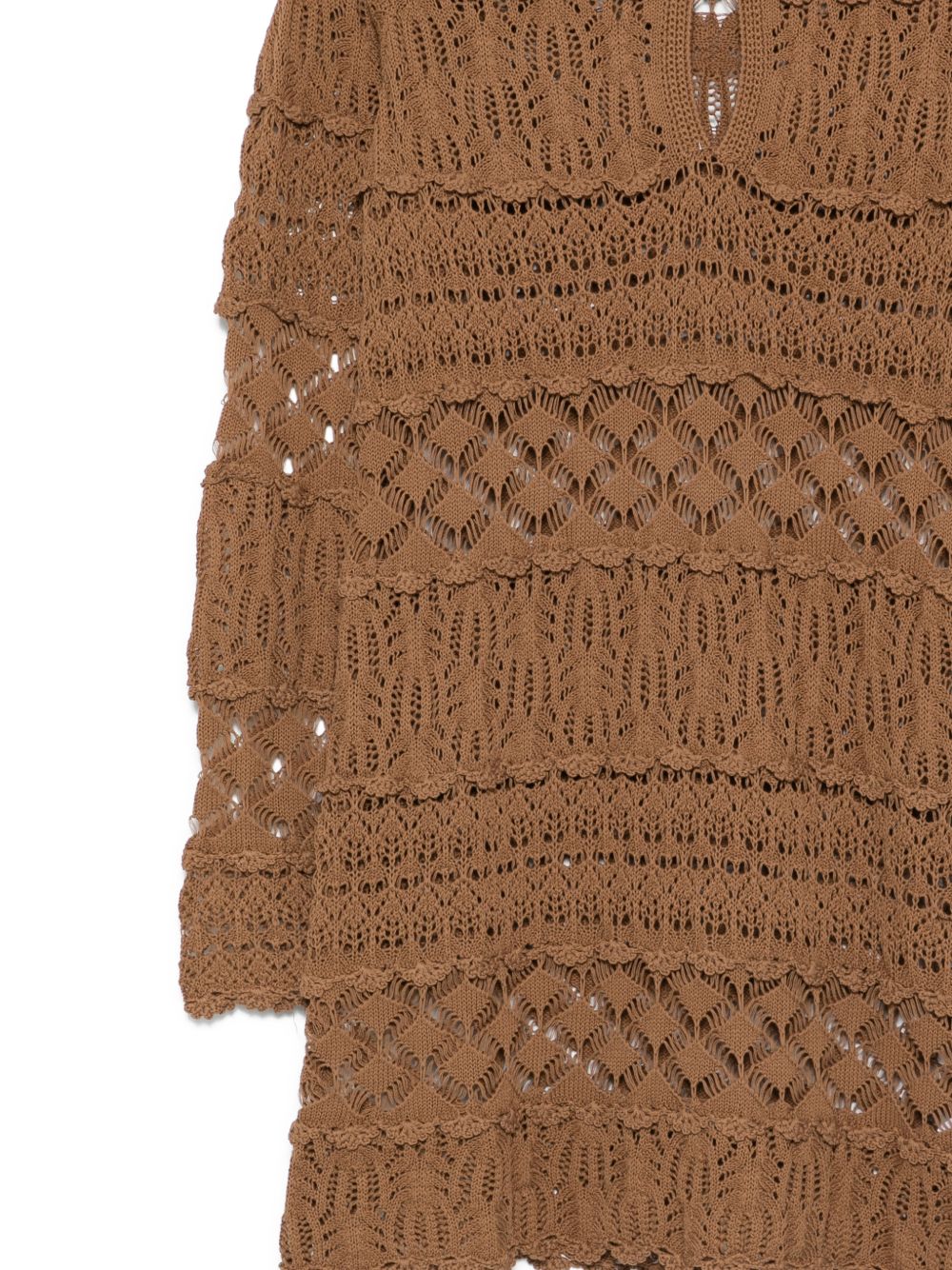 Semicouture Openwork Mini Cotton Dress Beige