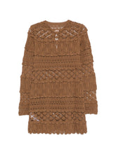 Semicouture Openwork Mini Cotton Dress Beige