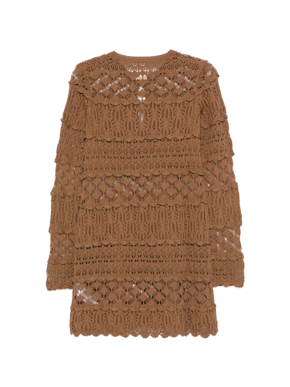 Semicouture Openwork Mini Cotton Dress Beige