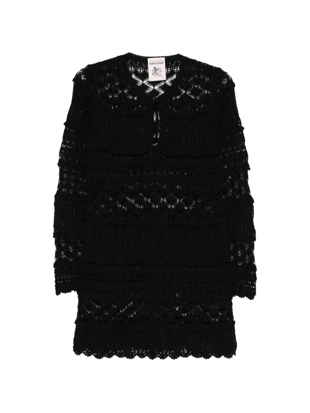 Semicouture Knitted Ruffled Mini Dress Black