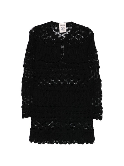 Semicouture Knitted Ruffled Mini Dress Black