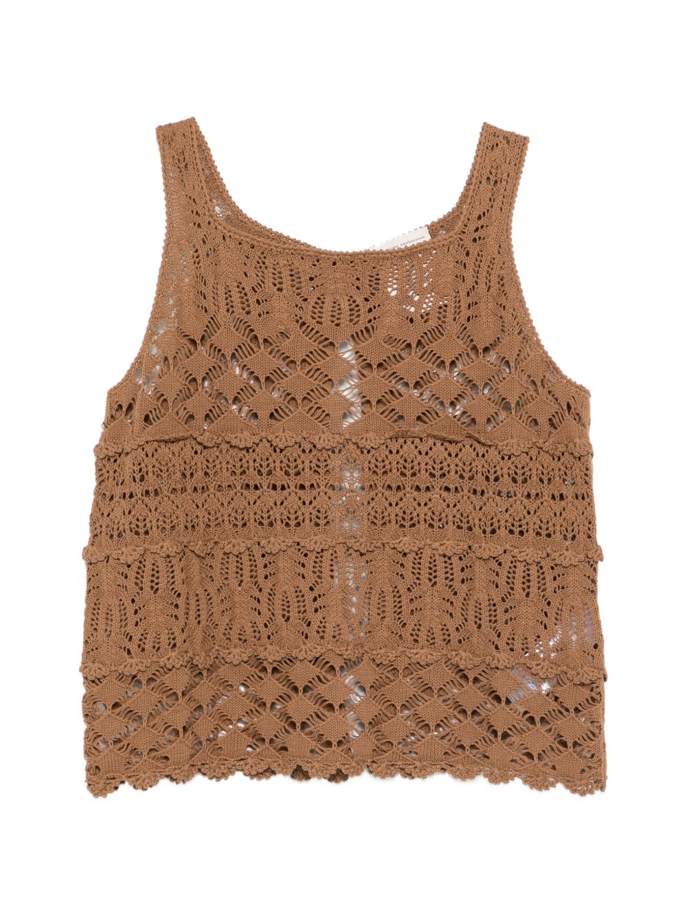Semicouture Openwork Knit Cotton Tank Beige