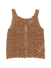 Semicouture Openwork Knit Cotton Tank Beige