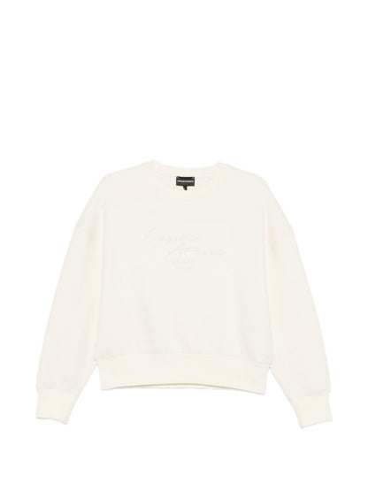 emporio armani crewneck cotton sweatshirt beige