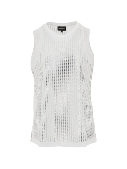 Emporio Armani Cotton Perforated Tank Top White White