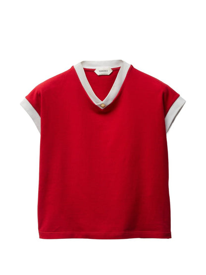 Versace V-neck Cotton T-shirt Red red