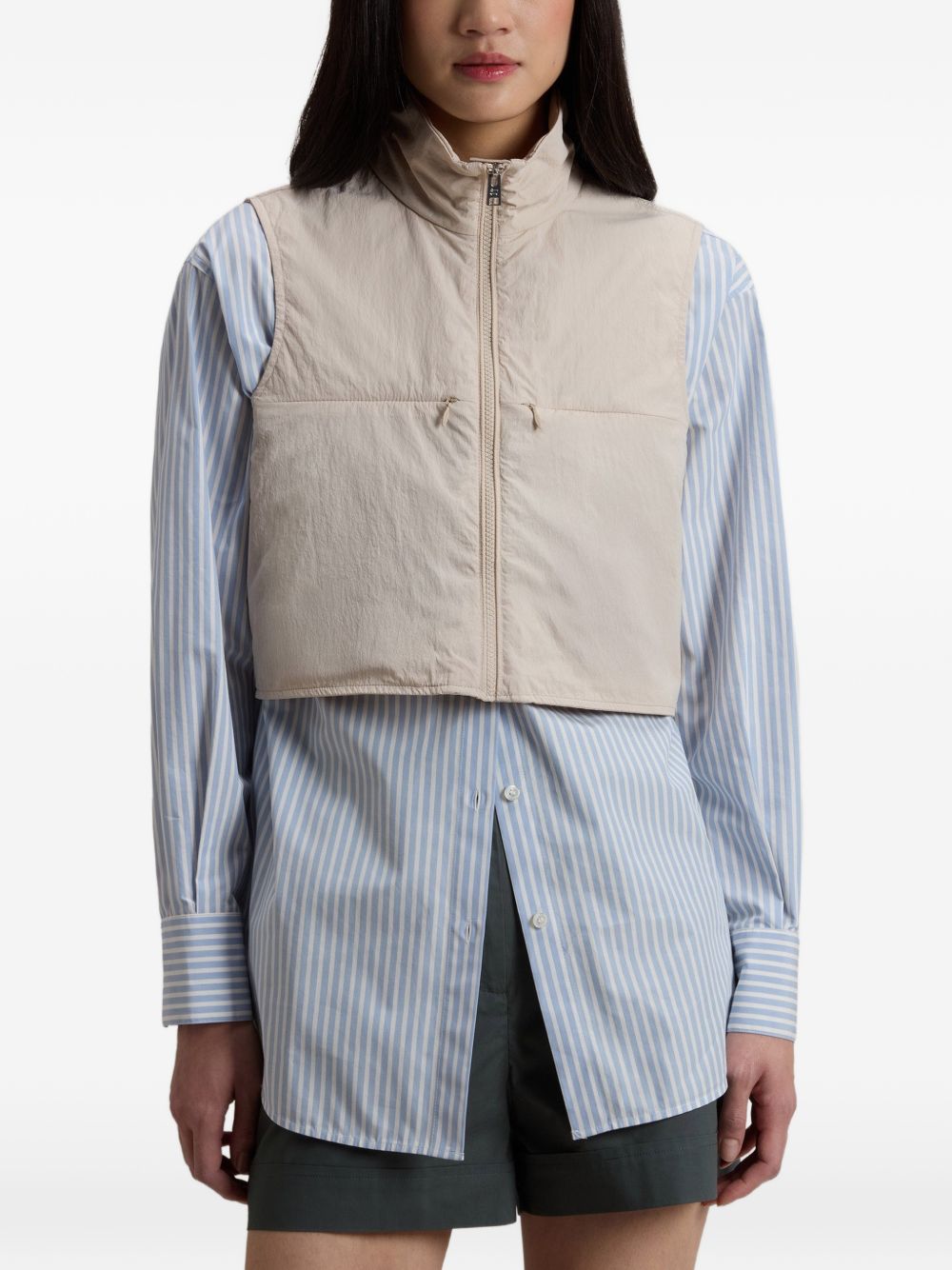 Woolrich Zip Pocket Nylon Vest Beige