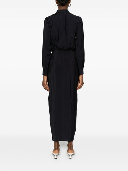 Emporio Armani Tie Detail Long Chemisier Dress Blue