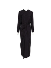 Emporio Armani Tie Detail Long Chemisier Dress Blue