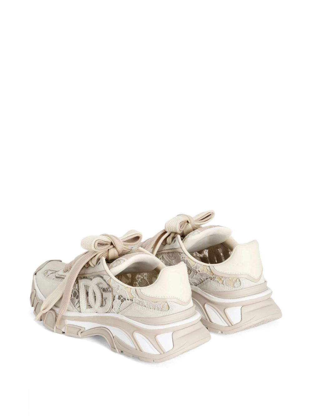 Dolce &amp; Gabbana Ivory Lace Chunky Sneakers Cream