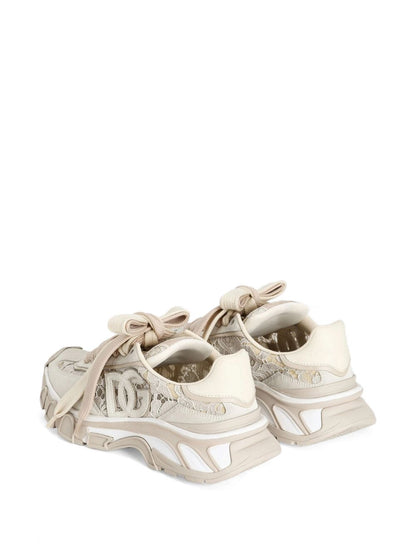 Dolce &amp; Gabbana Ivory Lace Chunky Sneakers Cream